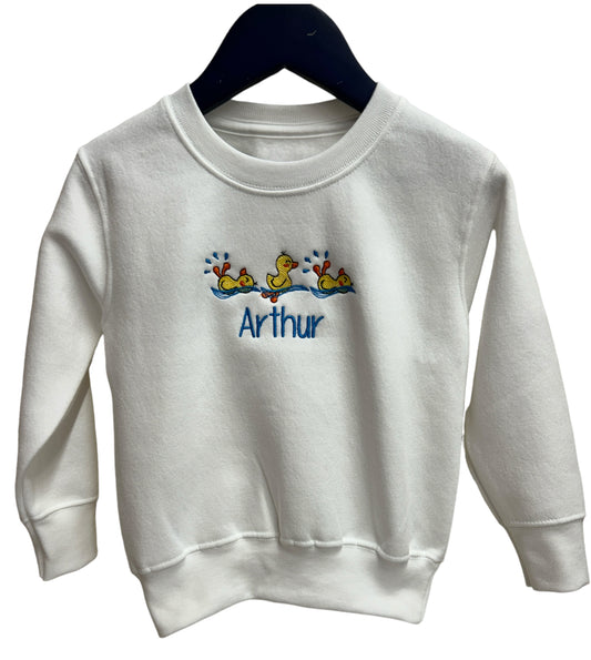 Swimming Duck trio personalised kids sweater