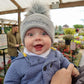 Grey 1-4 years Single Pom hat