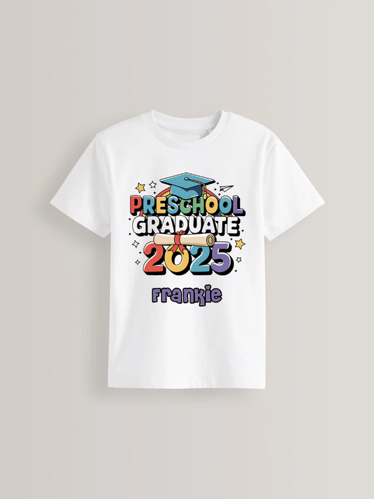 Pre-School Graduate personalised kids t-shirt - Multicoloured design