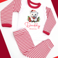 White teddy Personalised Red Stripe Pyjamas