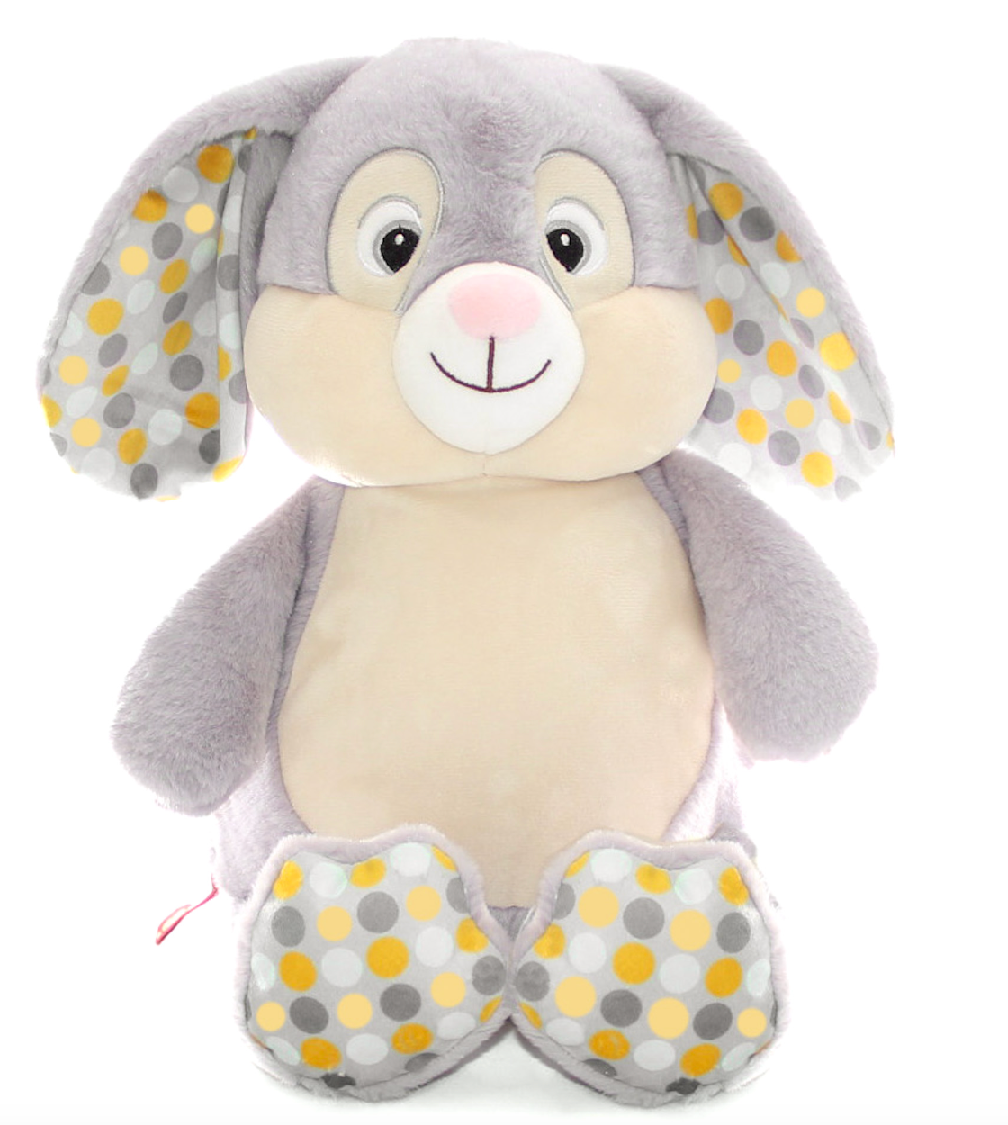 Grey Pink Bunny Polka Dot Personalised Teddy