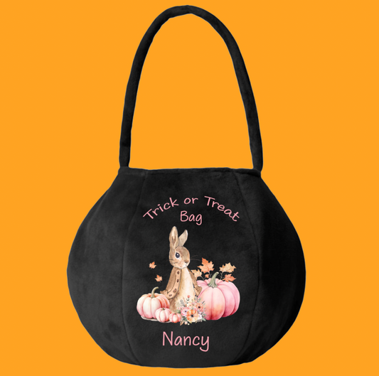 Pink Pumpkin Rabbit trick or treat halloween bag