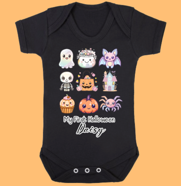 My First Halloween personalised spooky vest