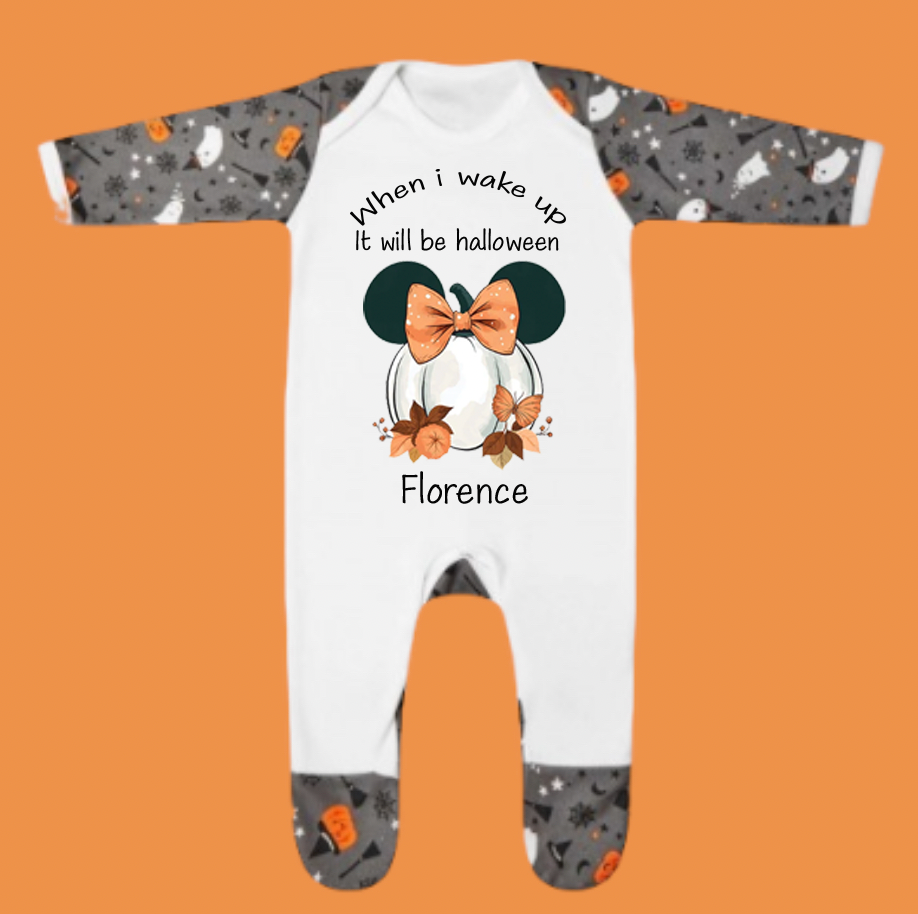 Personalised Halloween pumpkin design Sleepsuit