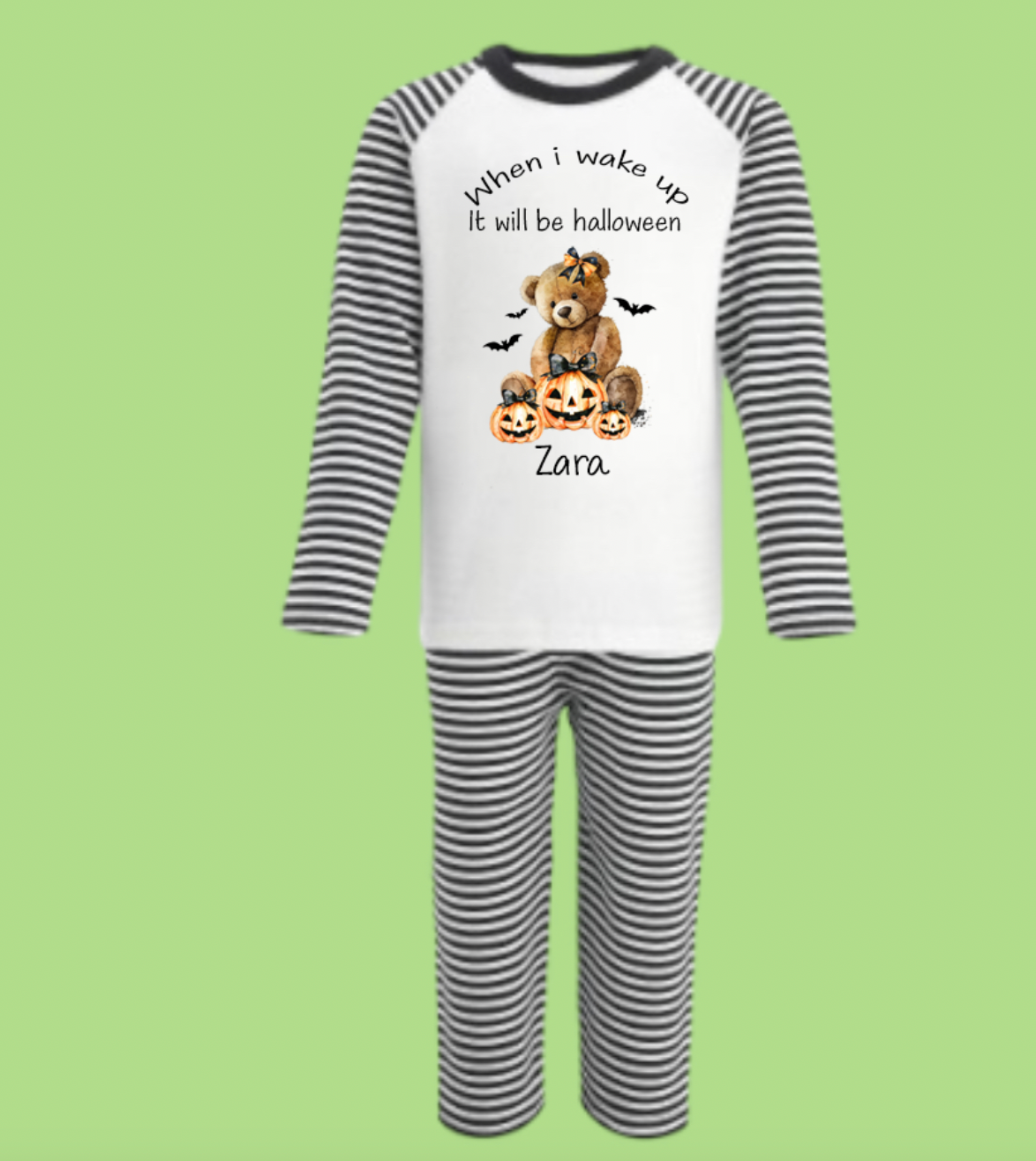 Personalised Halloween Pyjamas Pumpkin & Teddybear