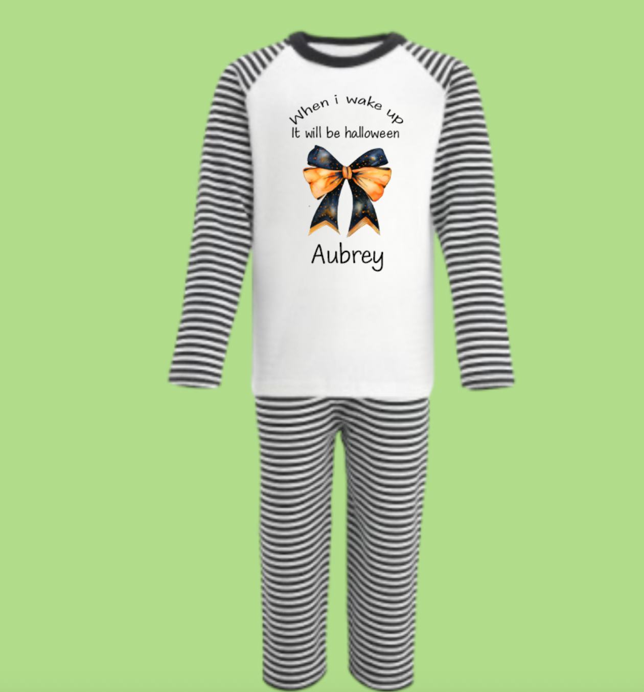 Personalised Halloween Pyjamas Bow design