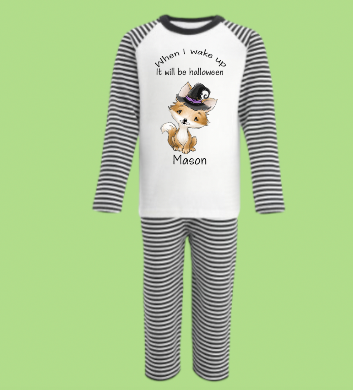 Personalised Halloween Pyjamas Witches Fox