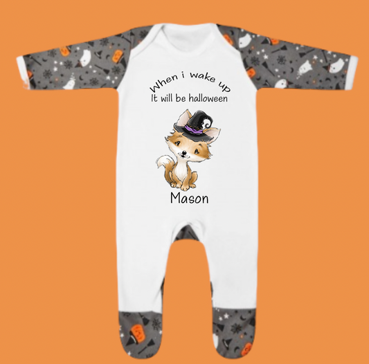 Halloween persoanlised sleepsuit with fox