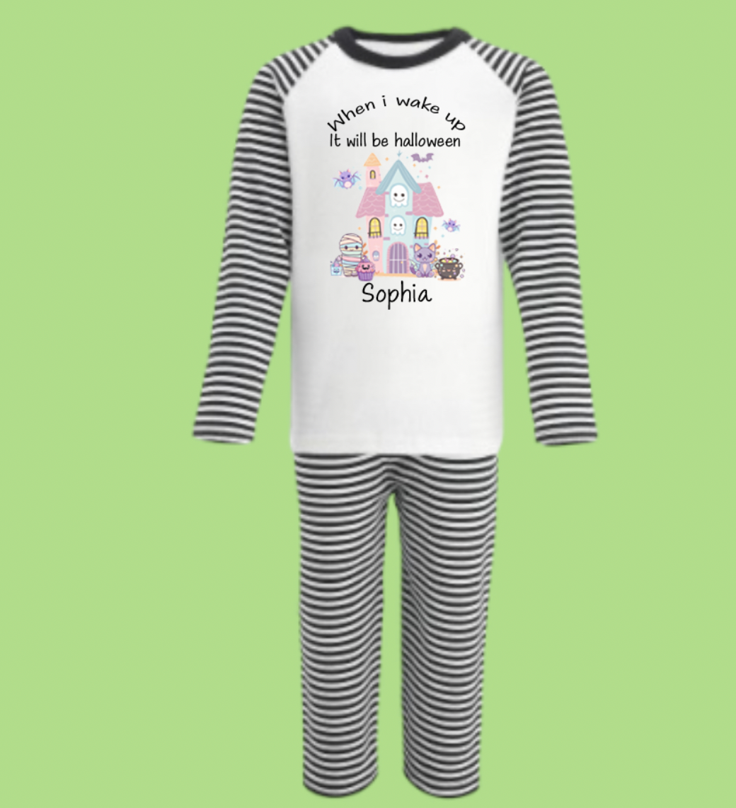 Personalised Halloween Pyjamas Spooky House