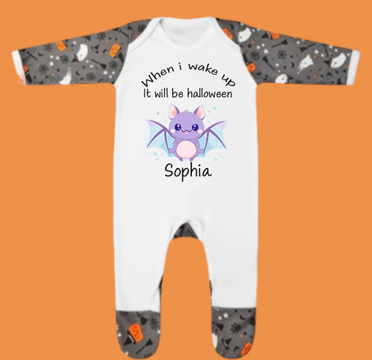 Halloween persoanlised sleepsuit cute bat design