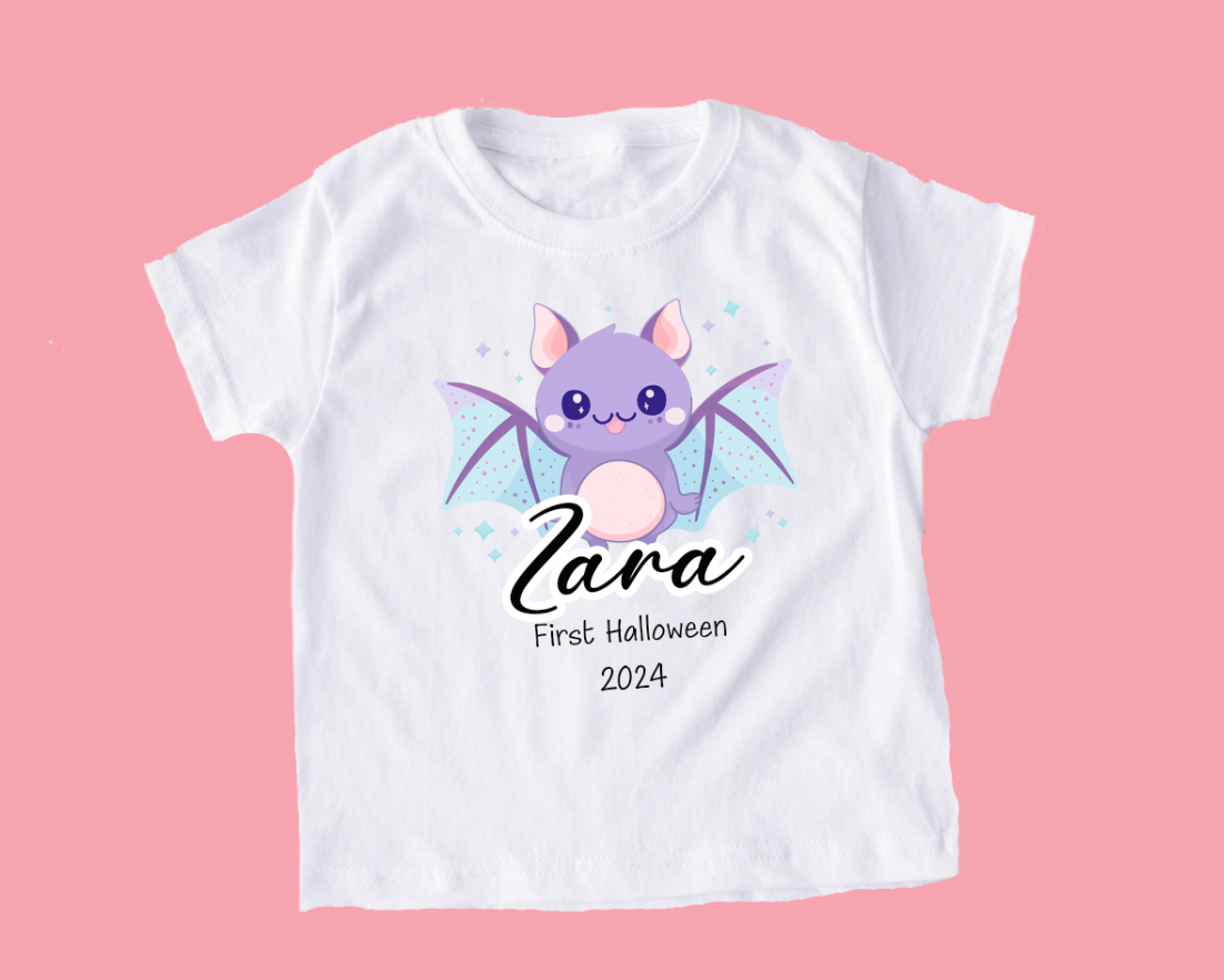 Cute Bat Halloween Personalised T-shirt