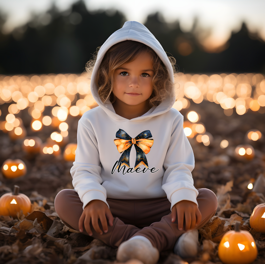 Halloween kids personalised sweater / hoodie with bow