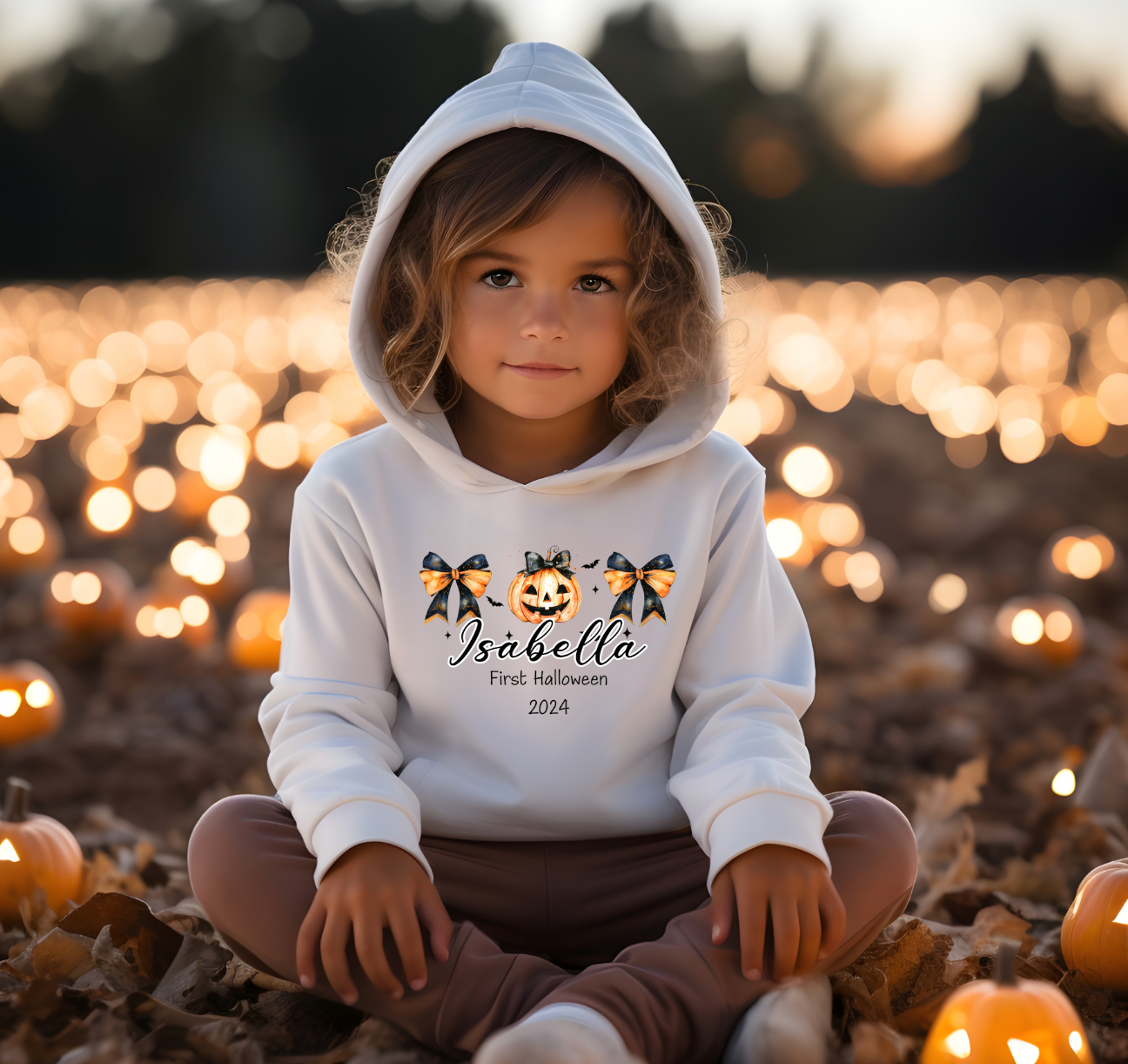 Halloween kids personalised sweater / hoodie Pumpkin & Bows