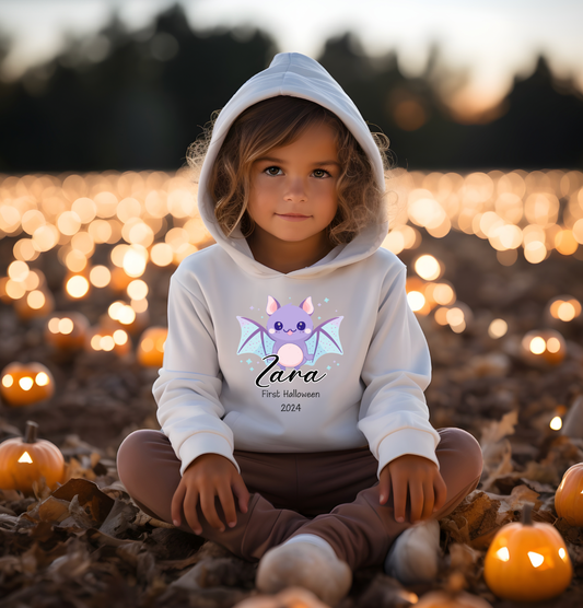 Halloween kids personalised sweater / hoodie Cute bat design