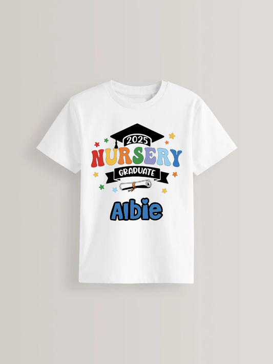 Nursery Graduate personalised kids t-shirt - Multicoloured design