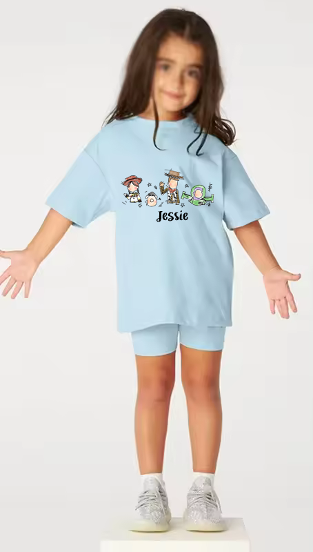 D4 Kids Personalised Cycle short summer t-shirt set