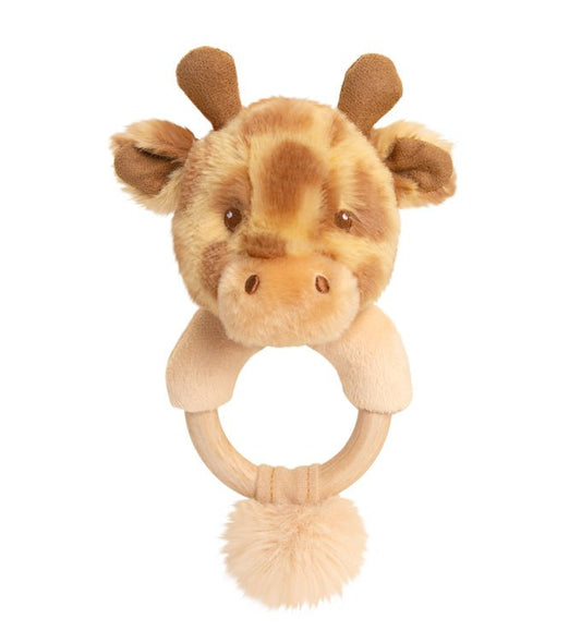 14CM KEELECO CUDDLE GIRAFFE RING RATTLE (100% RECYCLED)