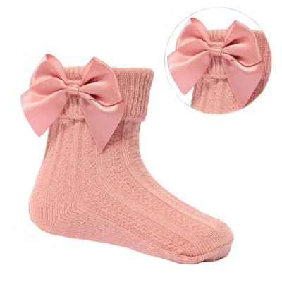 Ankle Socks With Bow - Rose Gold / Blush Pink