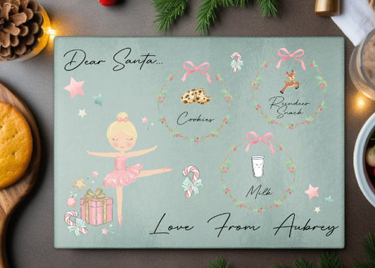 Ballerina Design Christmas Eve Personalised Santas Cookies Plate