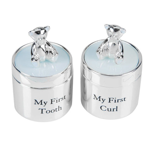 Bambino Silverplated First Tooth & Curl Set Blue