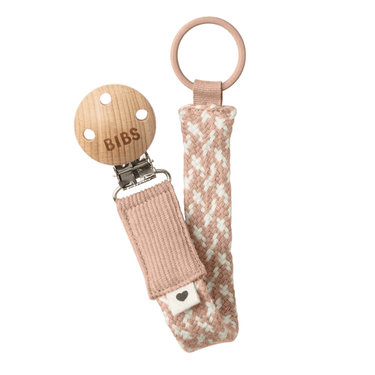 BIBS Dummy Pacifier Clip Blush/Ivory