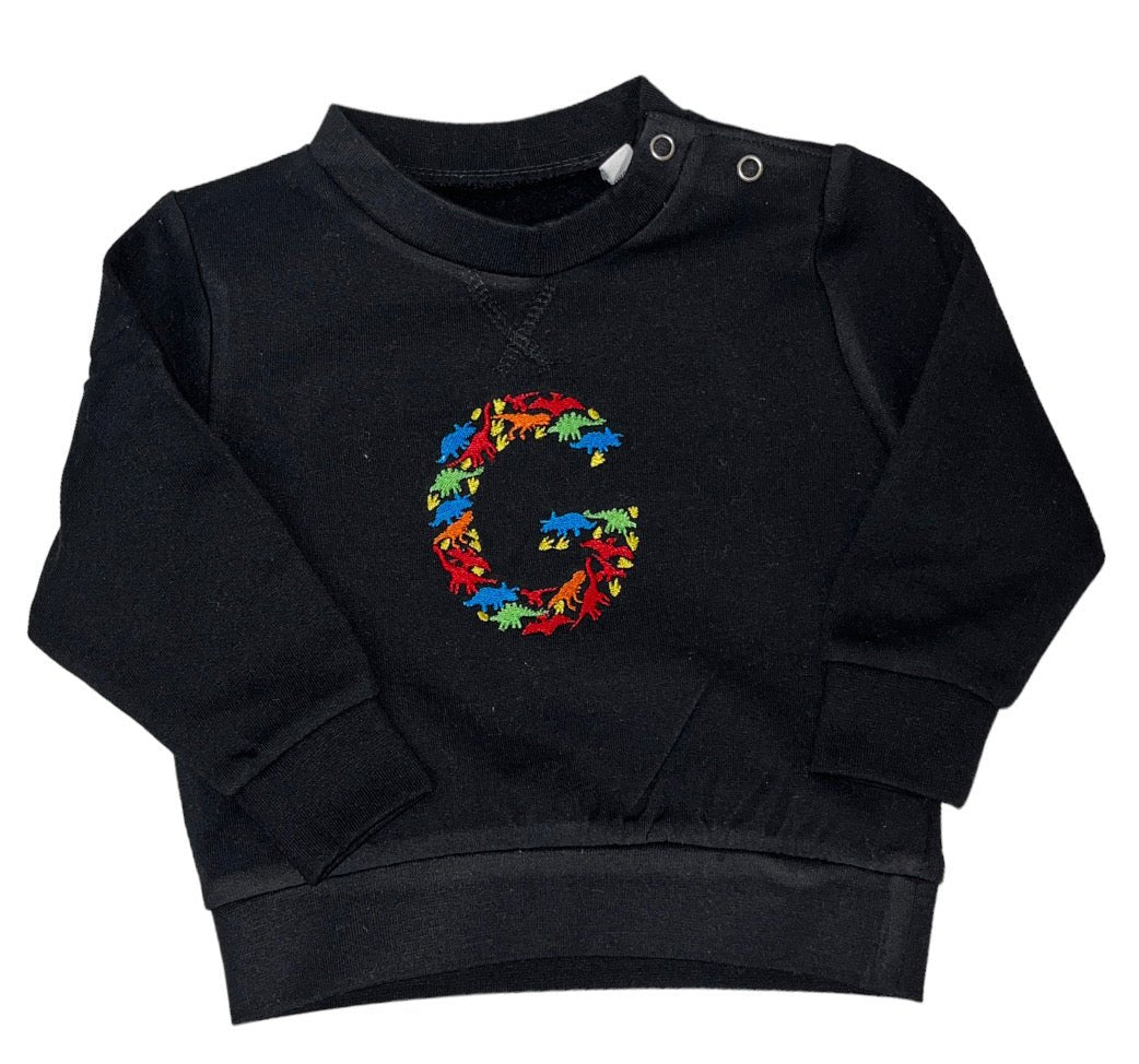 Black Dino Initial Sweater