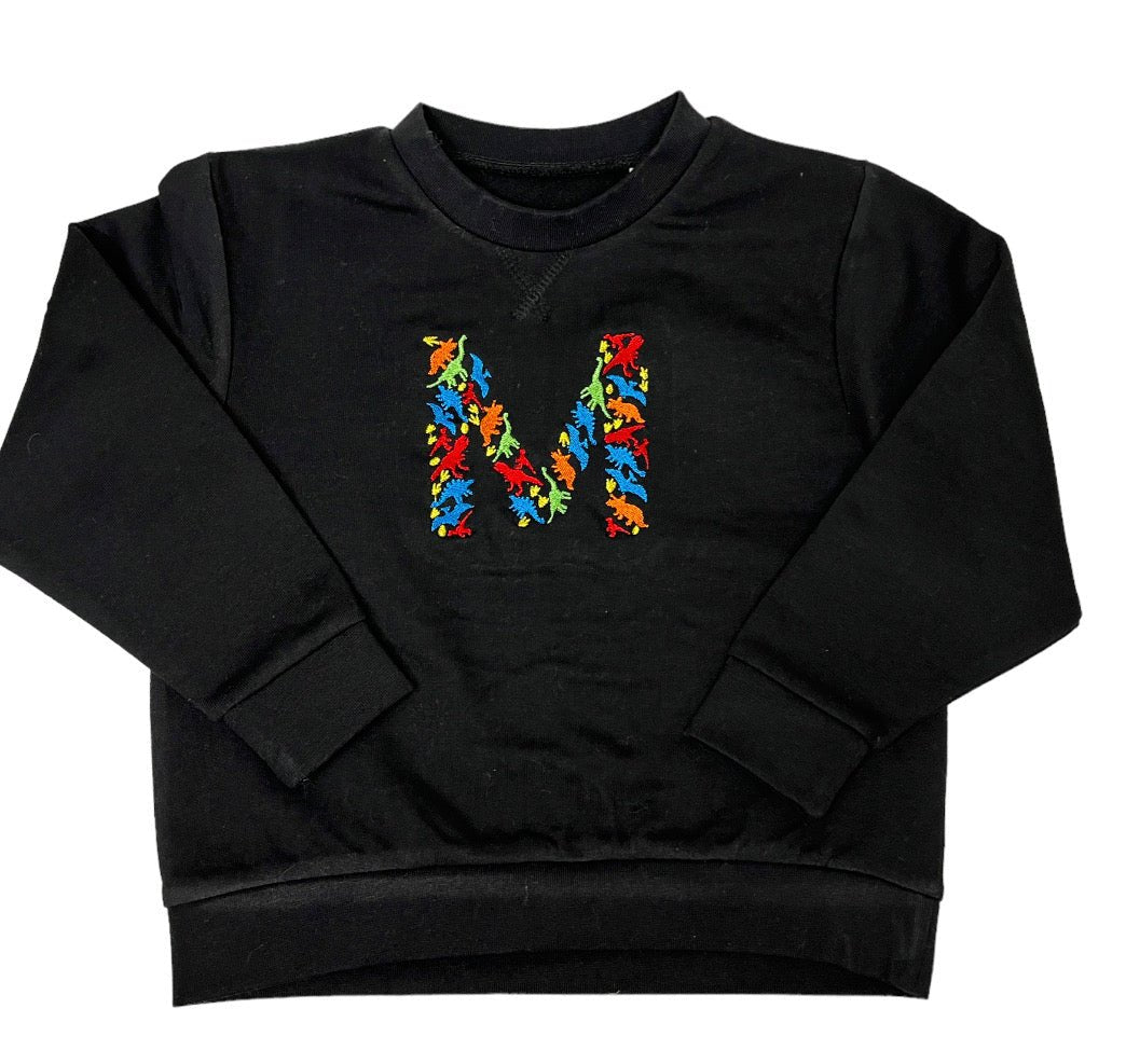 Black Dino Initial Sweater