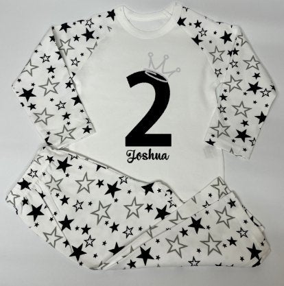 Black Stars Print Pyjamas - Design 2