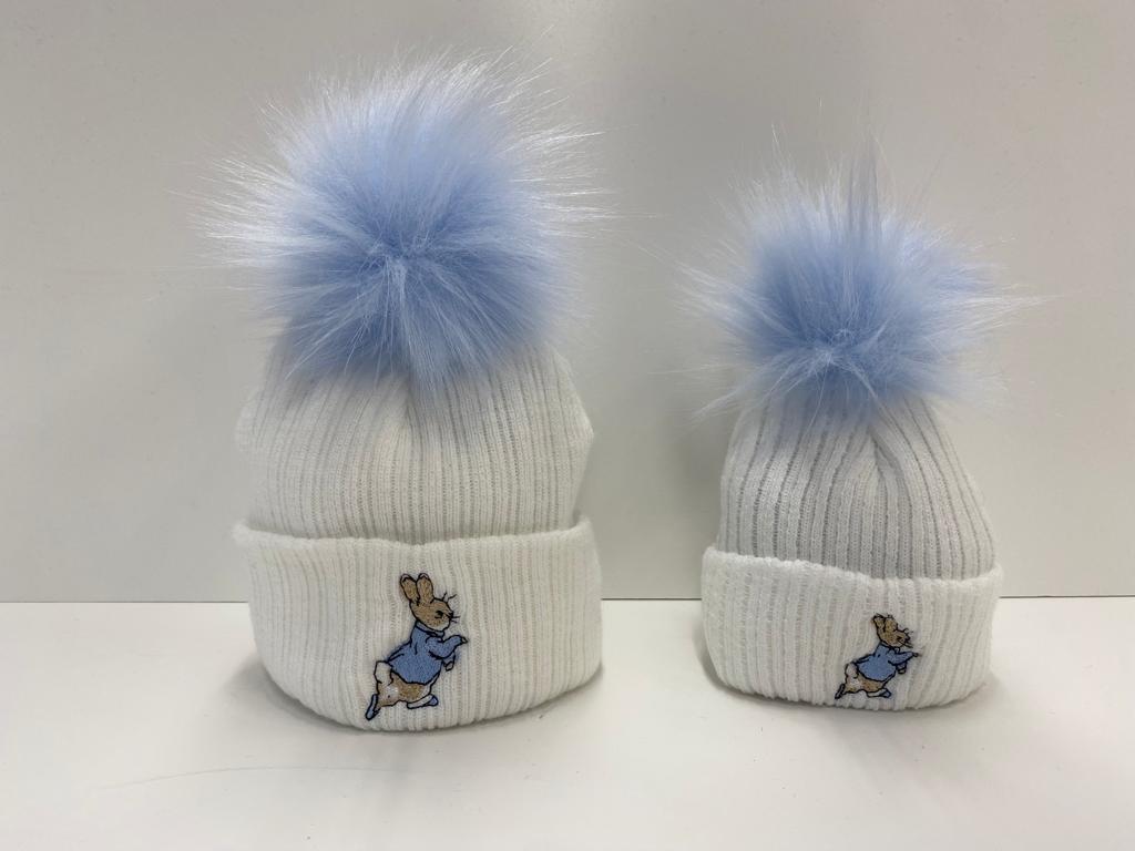 Blue Single Pom hat - Blue Rabbit