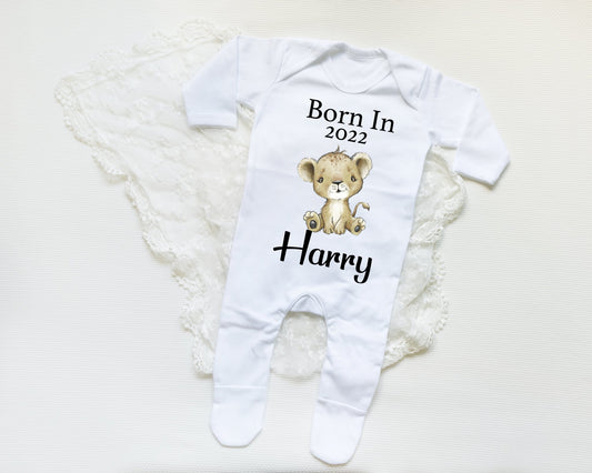 Born In 2022 Lion Boy - Sleepsuit
