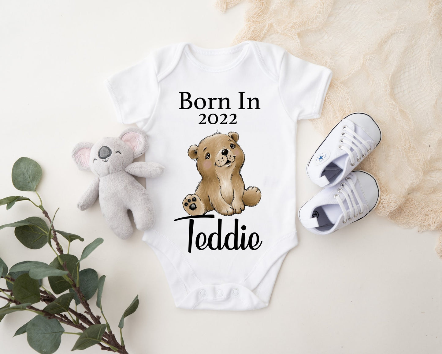 Born In 2022 Vest - Bear Boy Print