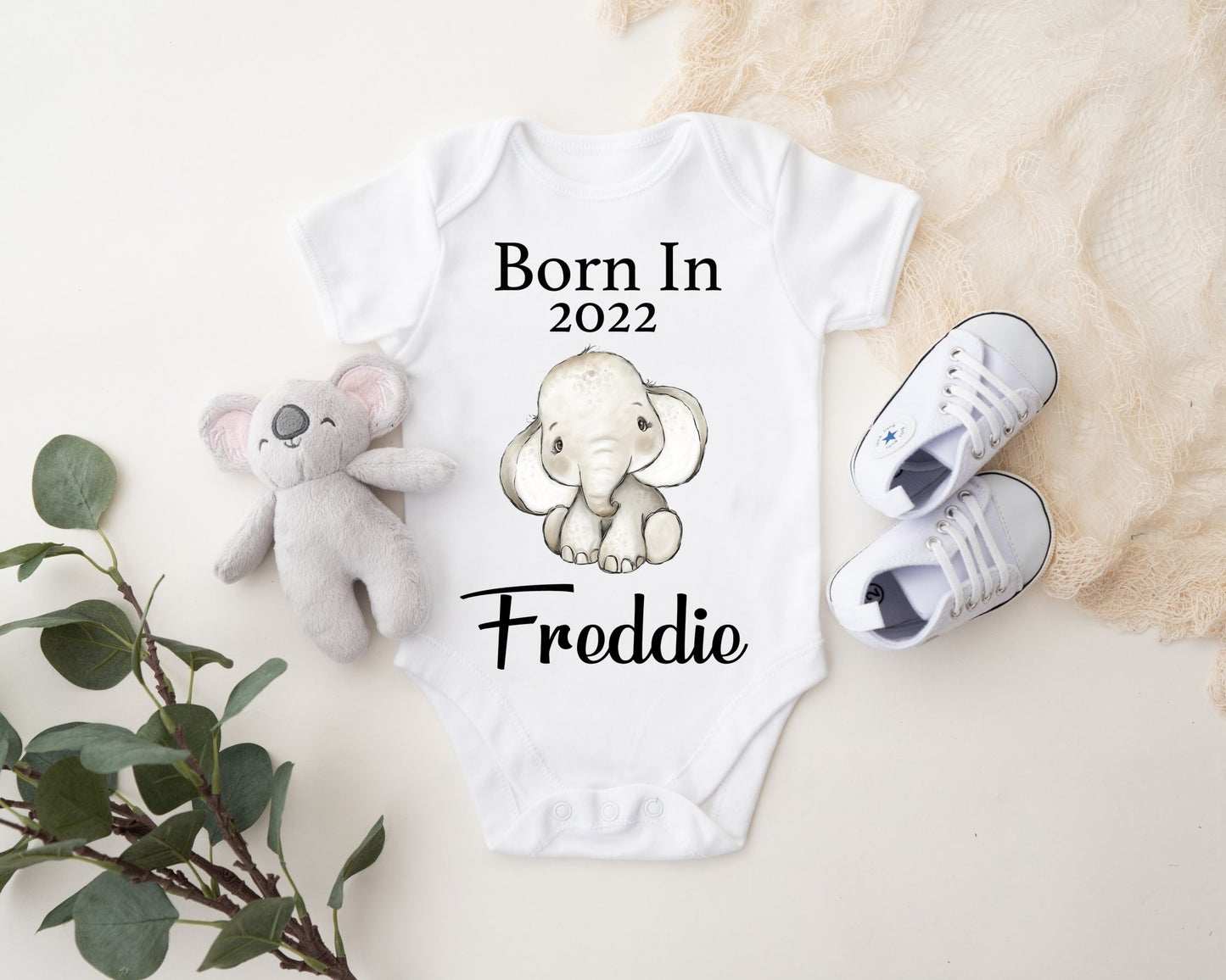 Born In 2022 Vest - Elephant Boy Print