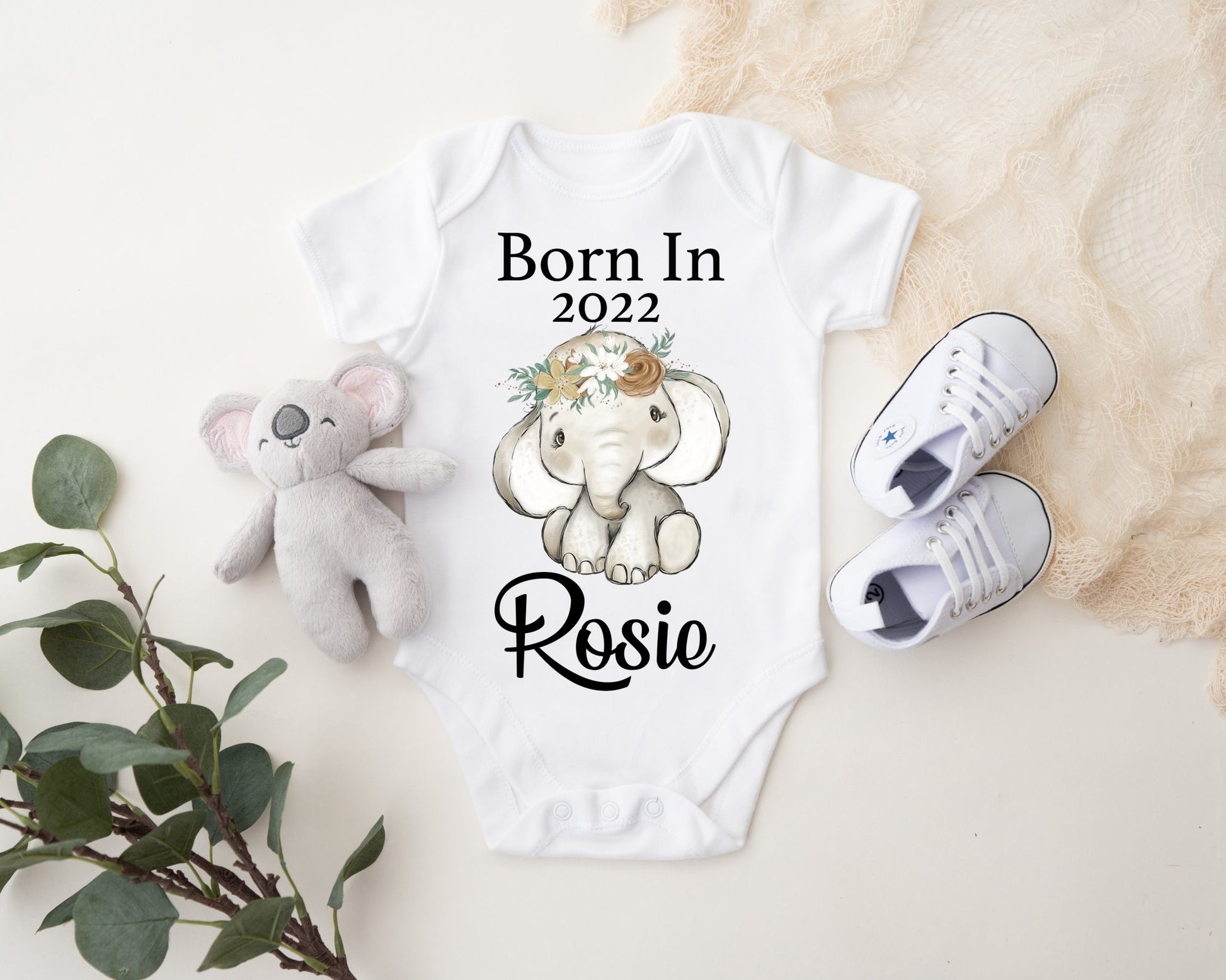 Born In 2022 Vest - Elephant Girl Print