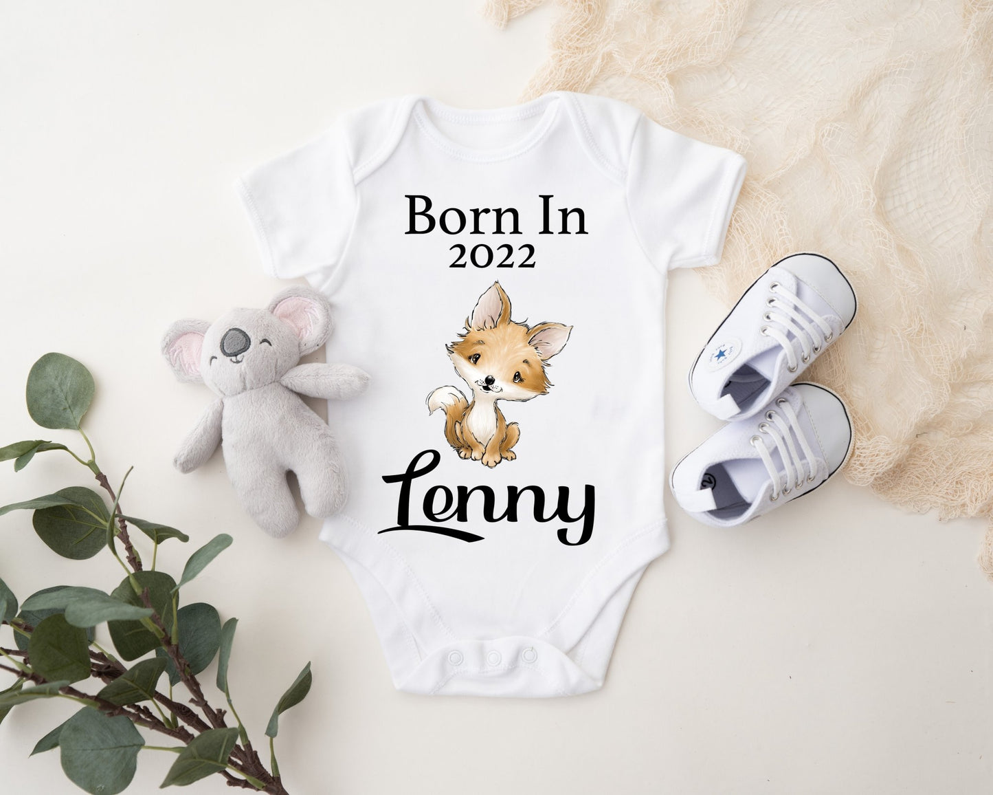 Born In 2022 Vest - Fox Boy Print