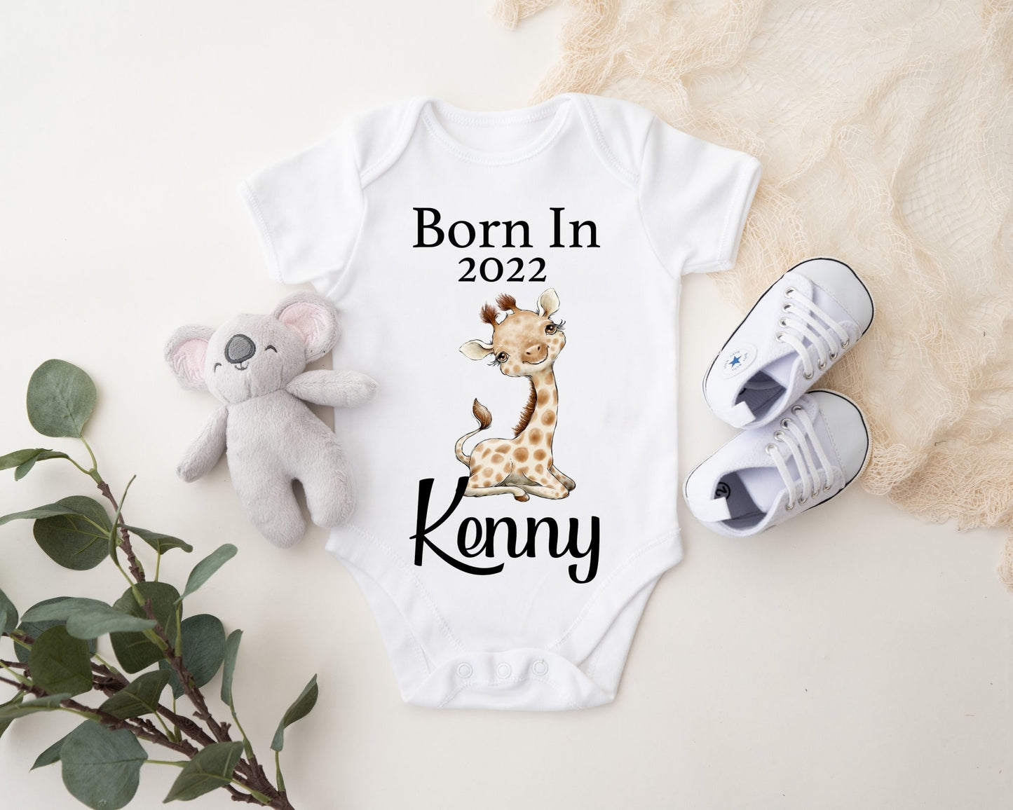 Born In 2022 Vest - Giraffe Boy Print