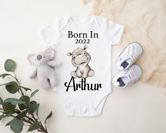 Born In 2022 Vest - Hippo Boy Print