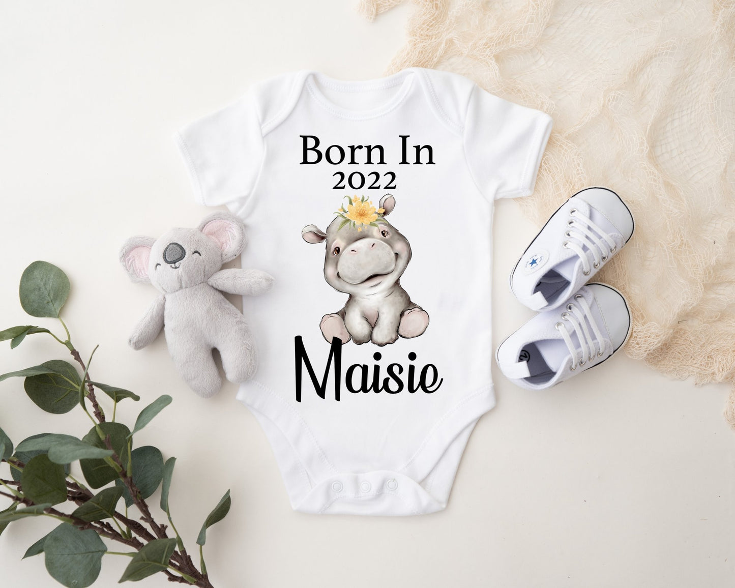 Born In 2022 Vest - Hippo Girl Print