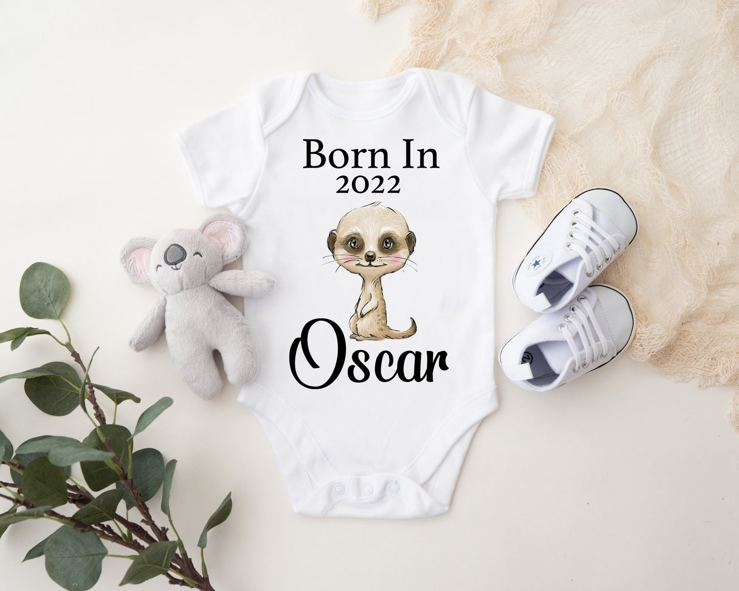 Born In 2022 Vest - Meercat Boy Print