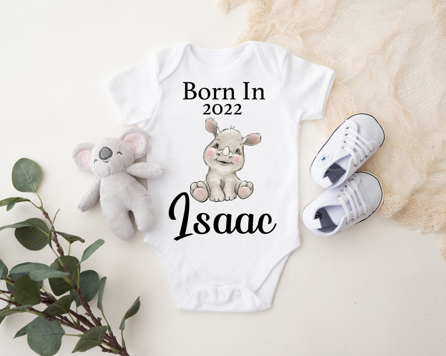 Born In 2022 Vest - Rhino Boy Print