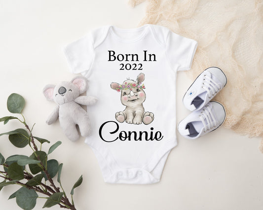 Born In 2022 Vest - Rhino Girl Print