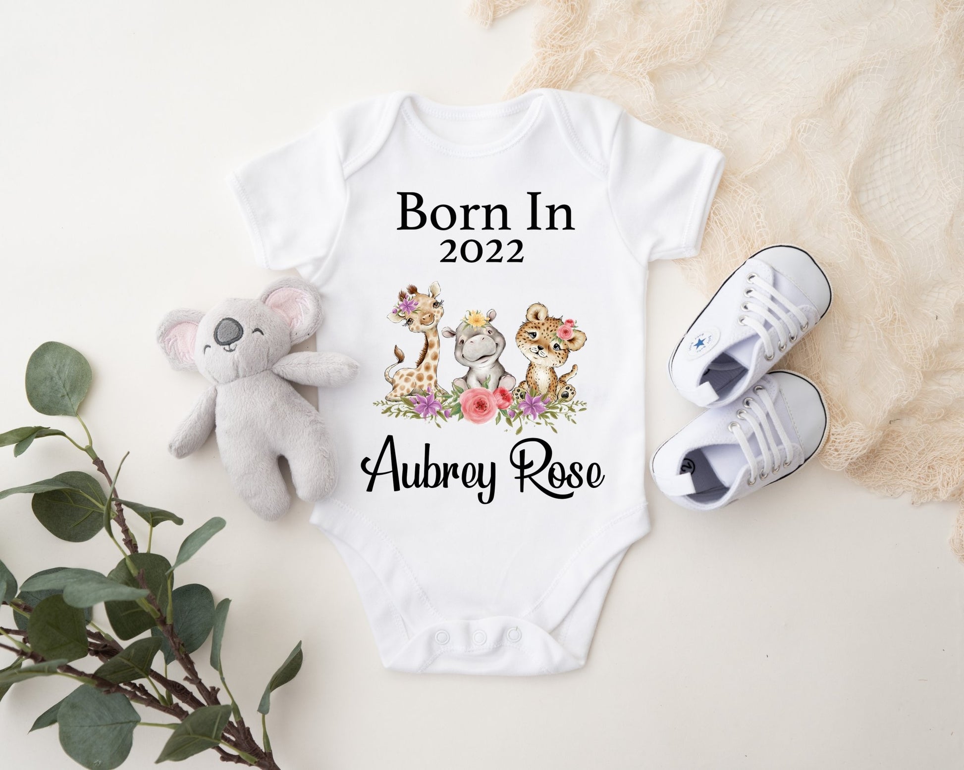 Born In 2022 Vest - Safari Flowers Print