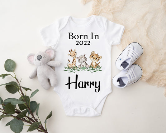 Born In 2022 Vest - Safari Leaf Print