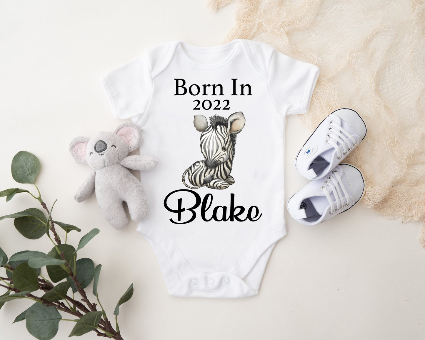 Born In 2022 Vest - Zebra Boy Print
