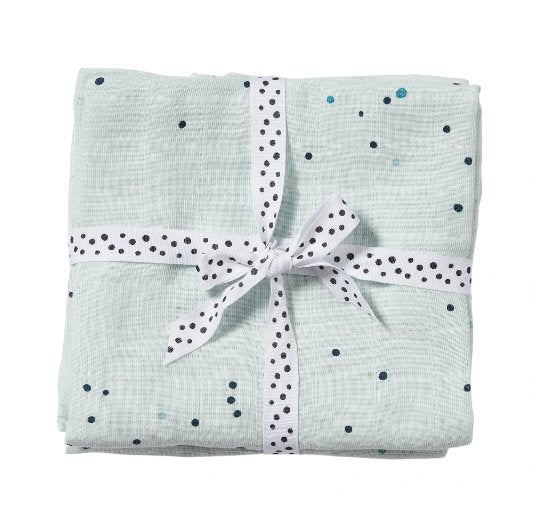 Burp cloth 2-pack - dreamy dots - blue - By done by deer