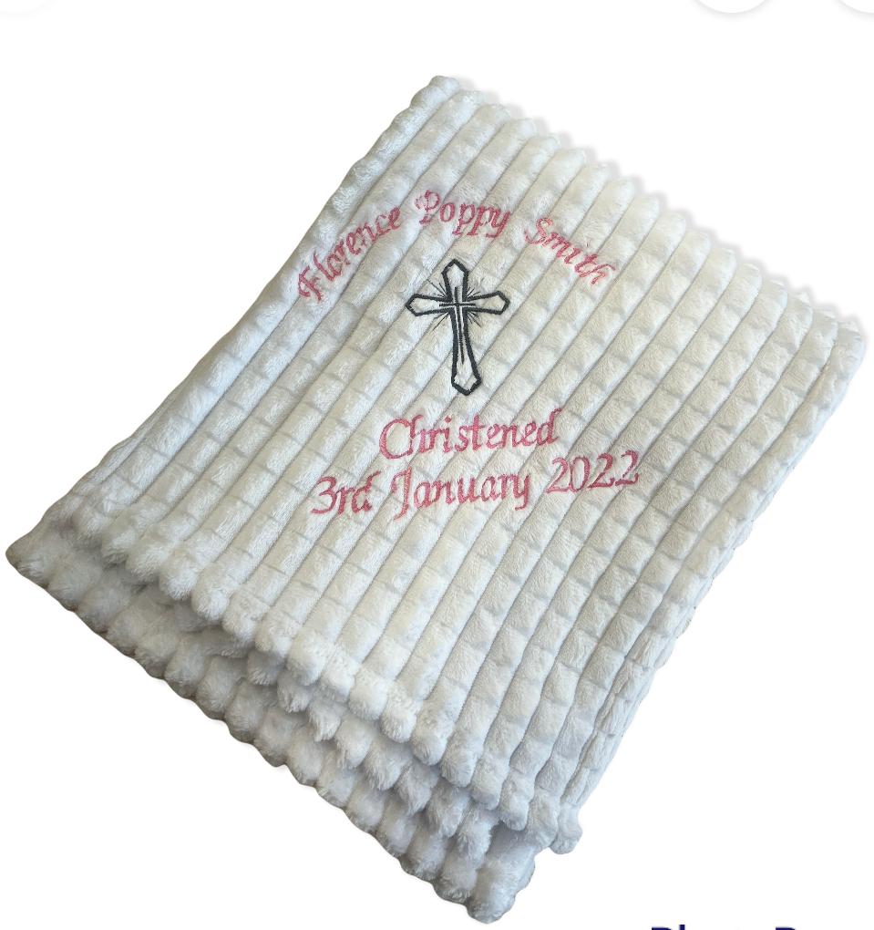 Christening Design Blanket - The Kenton baby blanket - various colours