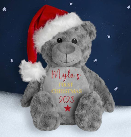 Christmas Personalised grey teddybear design 1