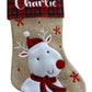 Christmas Stocking - Hessian & Tartan- Snowman, Reindeer & Santa designs