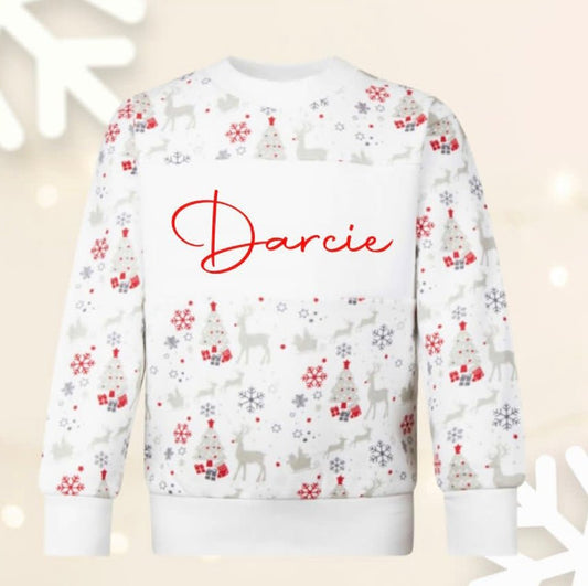 Christmas theme print personalised Christmas jumper