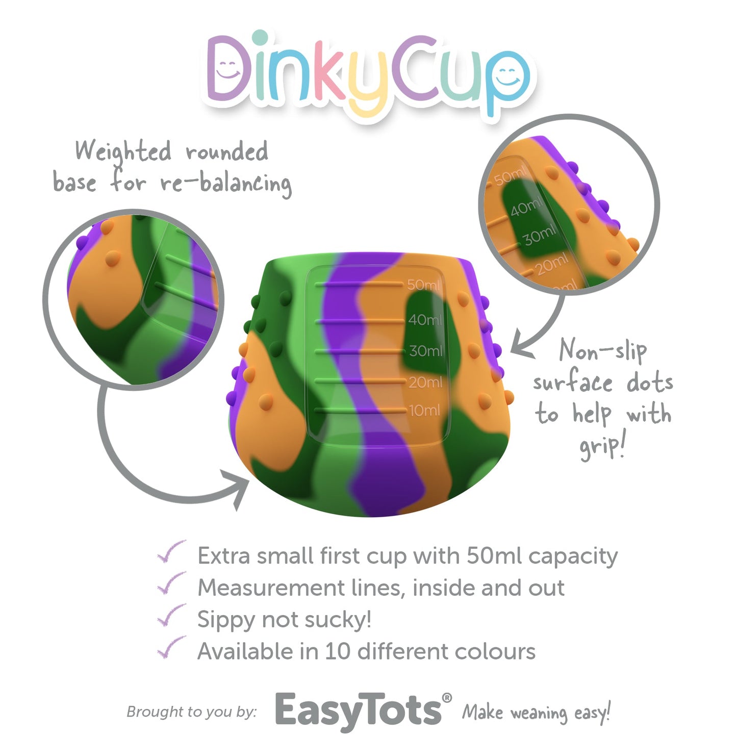 DinkyCup Re-Balancing Small Open Baby - Dino by Easy Tots