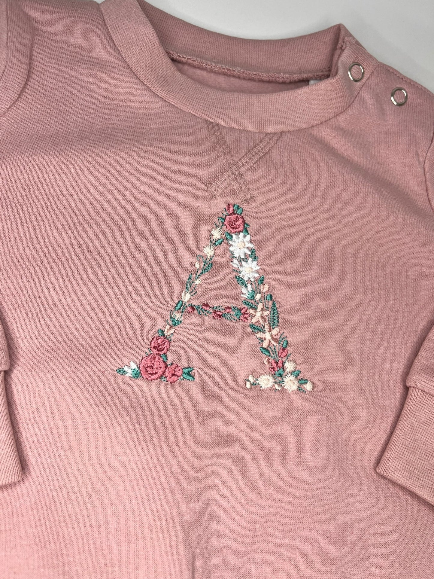 Dusky Pink Floral Initial Sweater